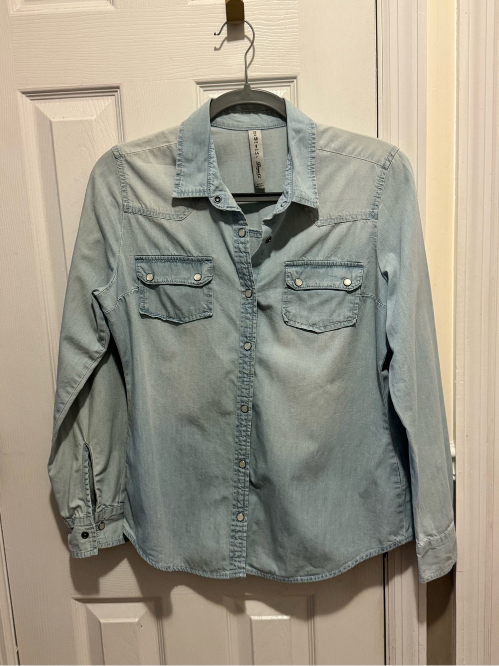 Denim&Co Light Wash Denim Button-Front Shirt